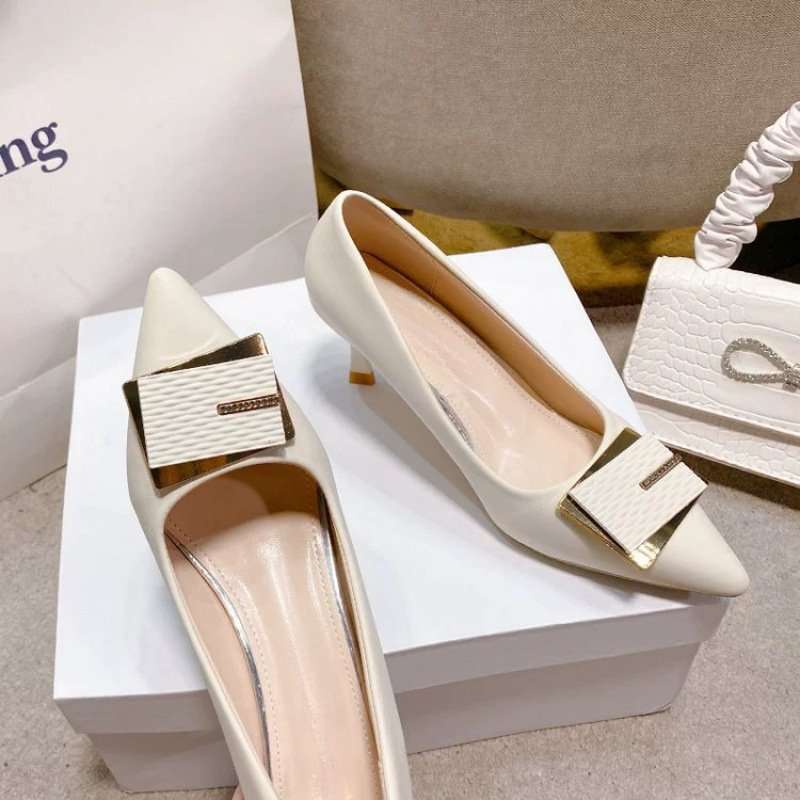 Elegant White Pointed-Toe High Heels