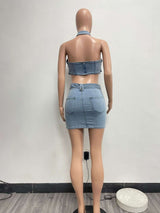 Denim Zip-Up Two-Piece Set image 4