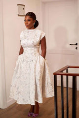 Floral Jacquard Midi Dress image 0