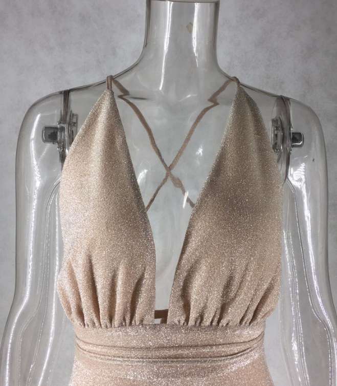 Sparkle Deep-V Bodycon Dress image 1