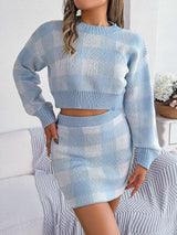 Checked Woollen Top & Skirts Co-Ords image 3