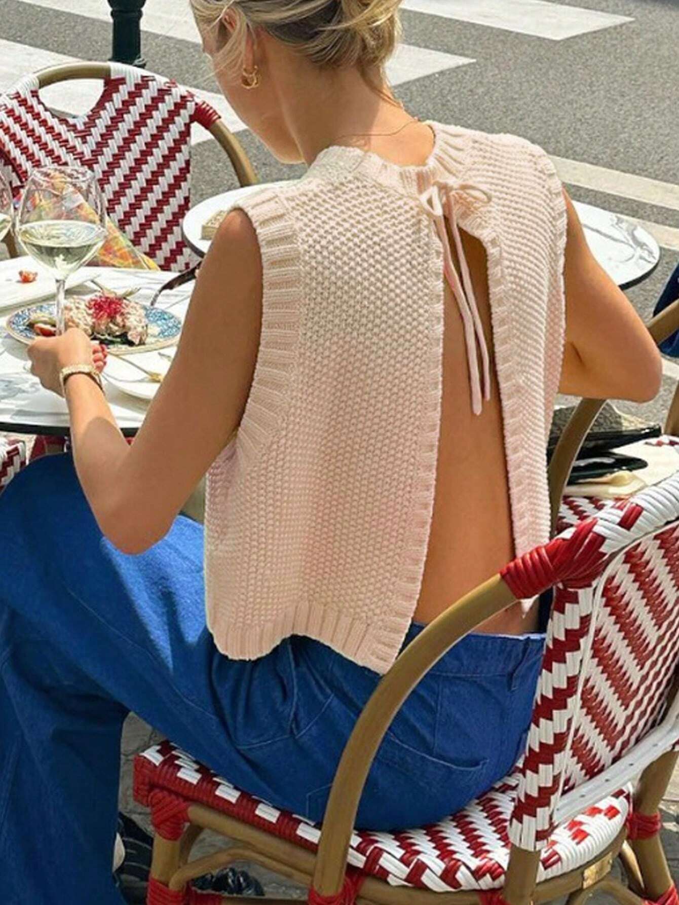 Open-Back Knit Vest with Tie Closure image 2