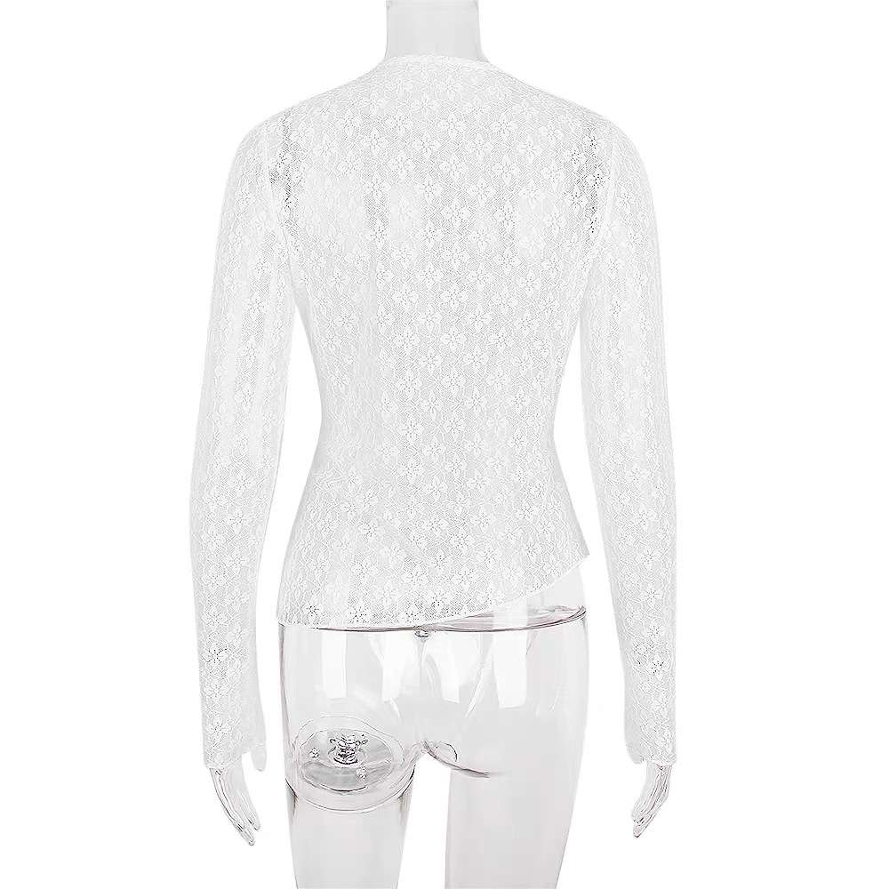 Long-Sleeve Wrap Top with Asymmetrical Design image 4