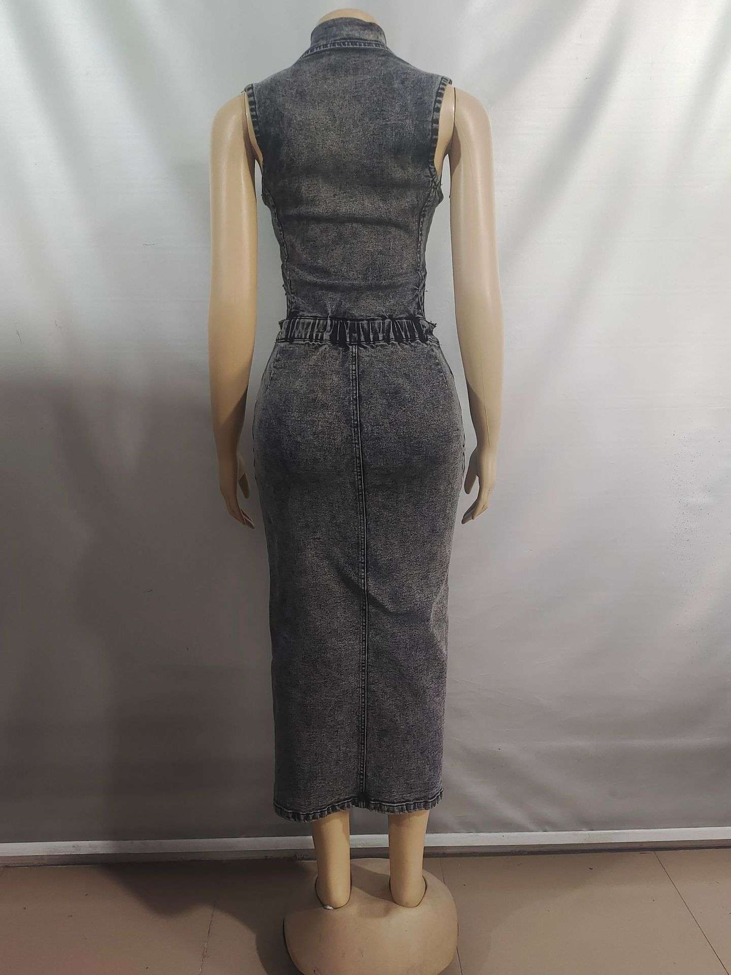 Stylish Cutout Denim Dress with Front Slit image 5