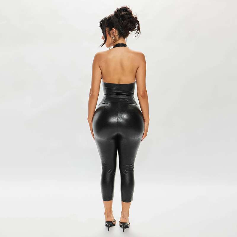 Sleek Black Fitted top & Leggings image 2