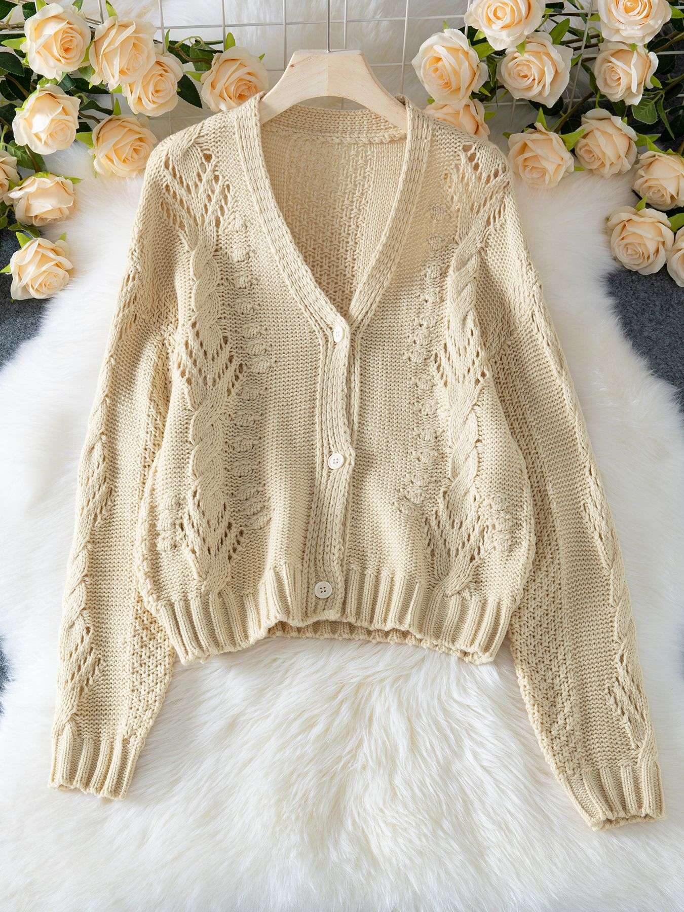 Cozy Knitted Cardigan with Button Details image 4