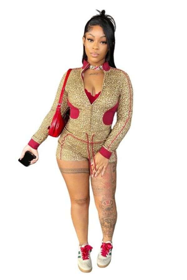 Leopard Print Shorts Tracksuit image 0