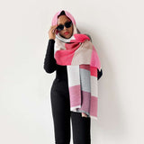 Plaid Scarves Color Block Scarf Fall Winter image 2