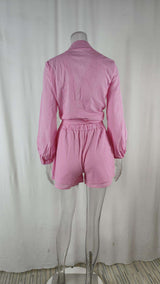 Tie-Front Shirt & Elastic Waist Shorts Set image 2