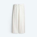 Wide-Leg Pants with Side Studded Detailing image 2