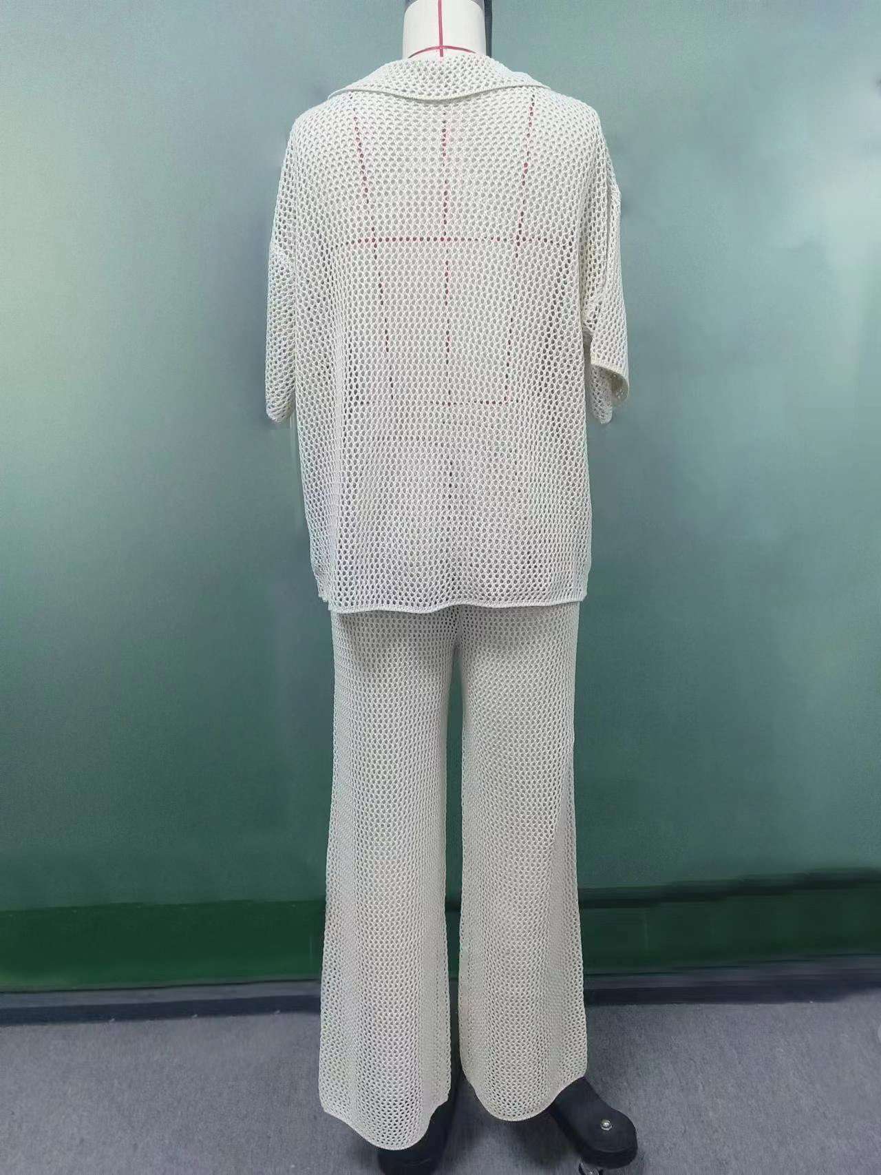 Chic White Open-Knit Beachwear Set image 5