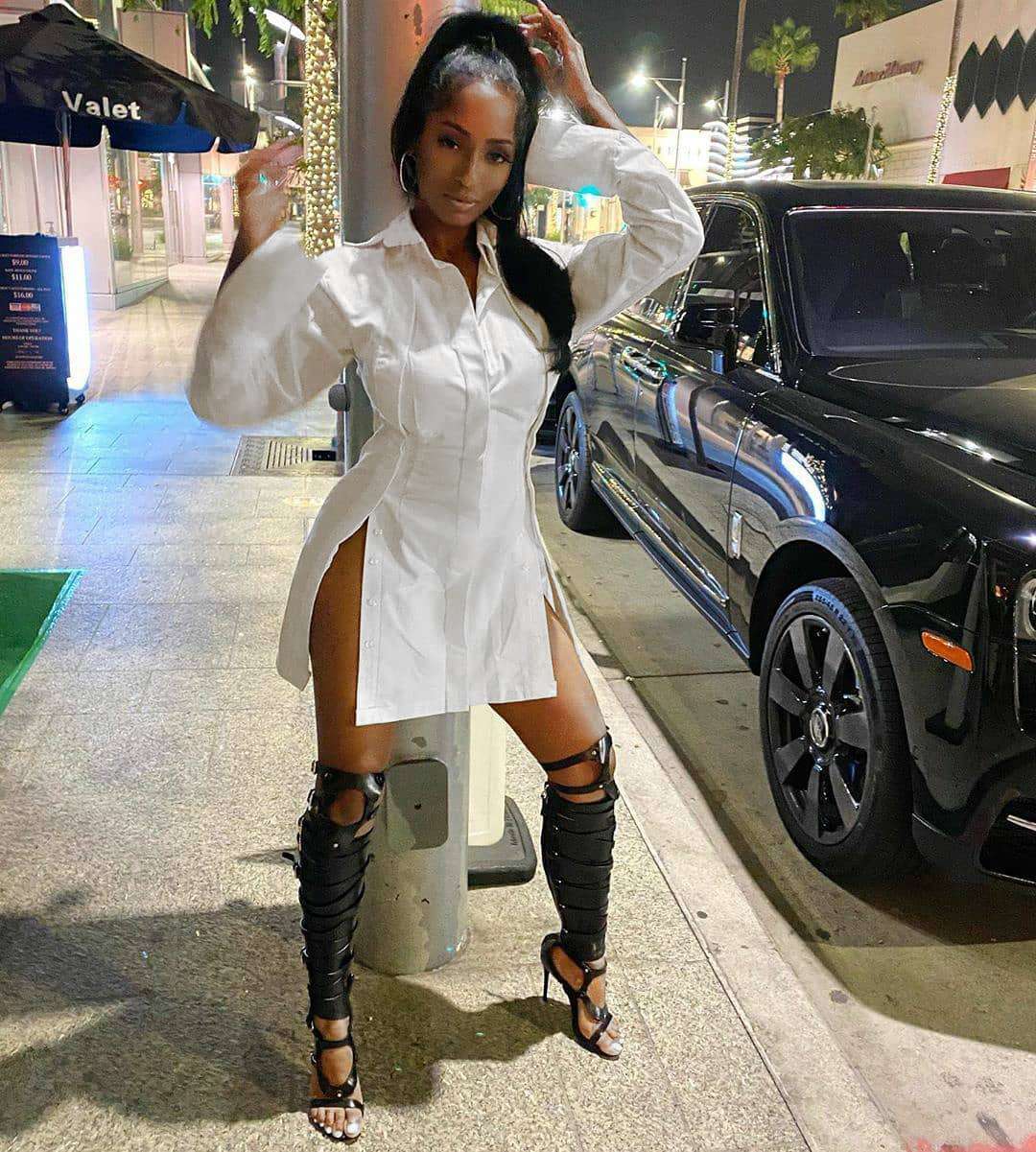 Button-Down Shirt Dress with Side Zippers - M, White image