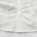 White Ruched Front Button-Down Shirt image 5