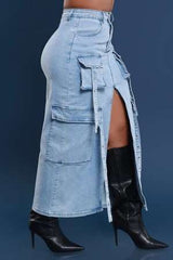 Women Cargo Pocket Midi Skirt image 2