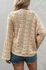 Casual Knitted Long Sleeve Hollow Out Sweater image 4