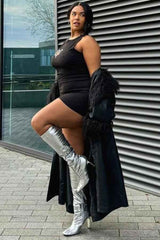 Sexy Sleeveless Rhinestone Heart Front Mini Dress image 1