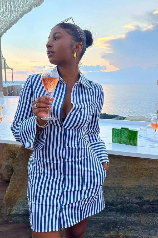 Striped Button Down Shirt Dress image 0