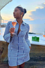 Striped Button Down Shirt Dress image 0