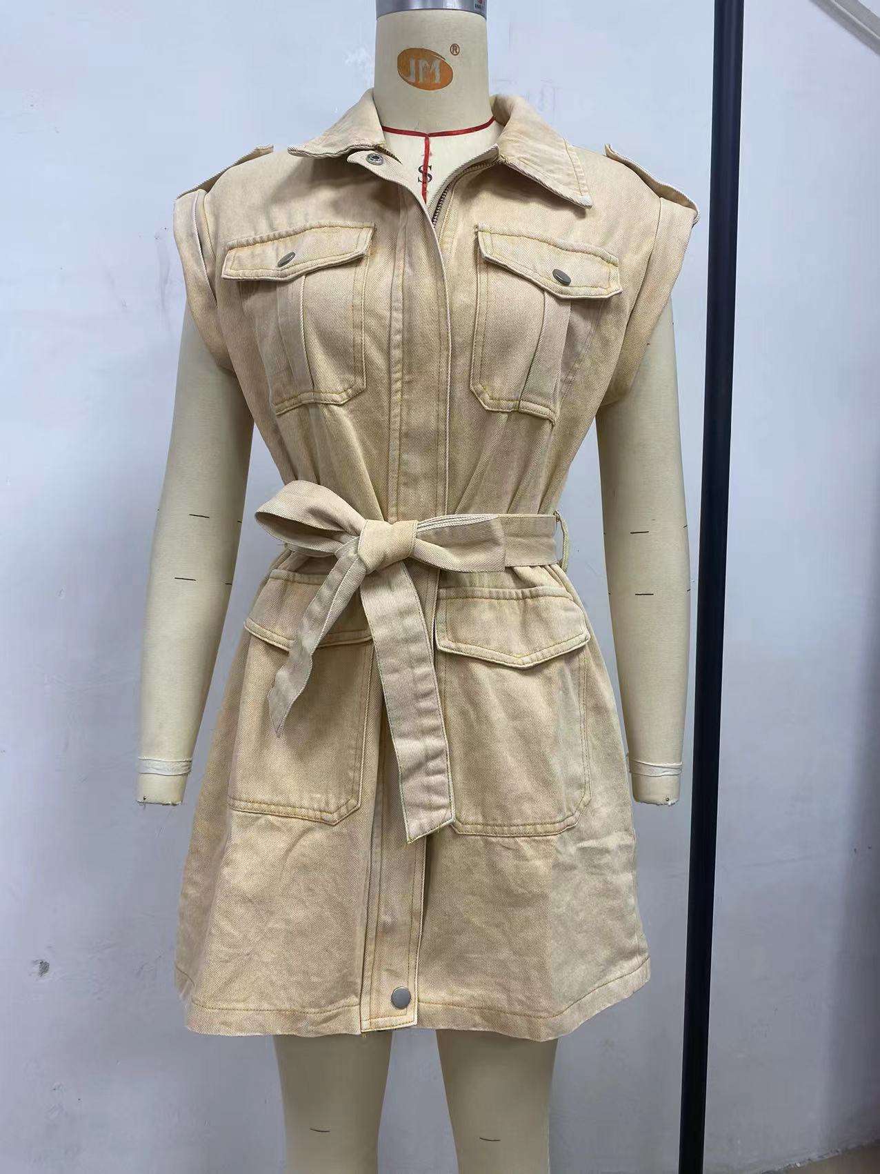 Sleeveless Belted Utility Dress image 4