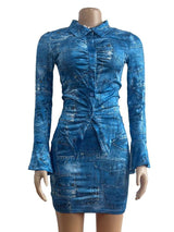 Summer Denim Shirt and Skirt Set image 2