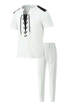 Stylish Men's Casual Laced Front T-Shirt & Pants Set image 2