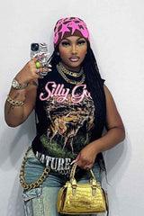 Graphic Print Sleeveless Loose Fit Fashion Top image 1