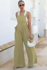Casual Wide-Leg Overalls - M, Green image