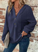 V-neck Long Sleeve Casual Hoodie Pullover image 2