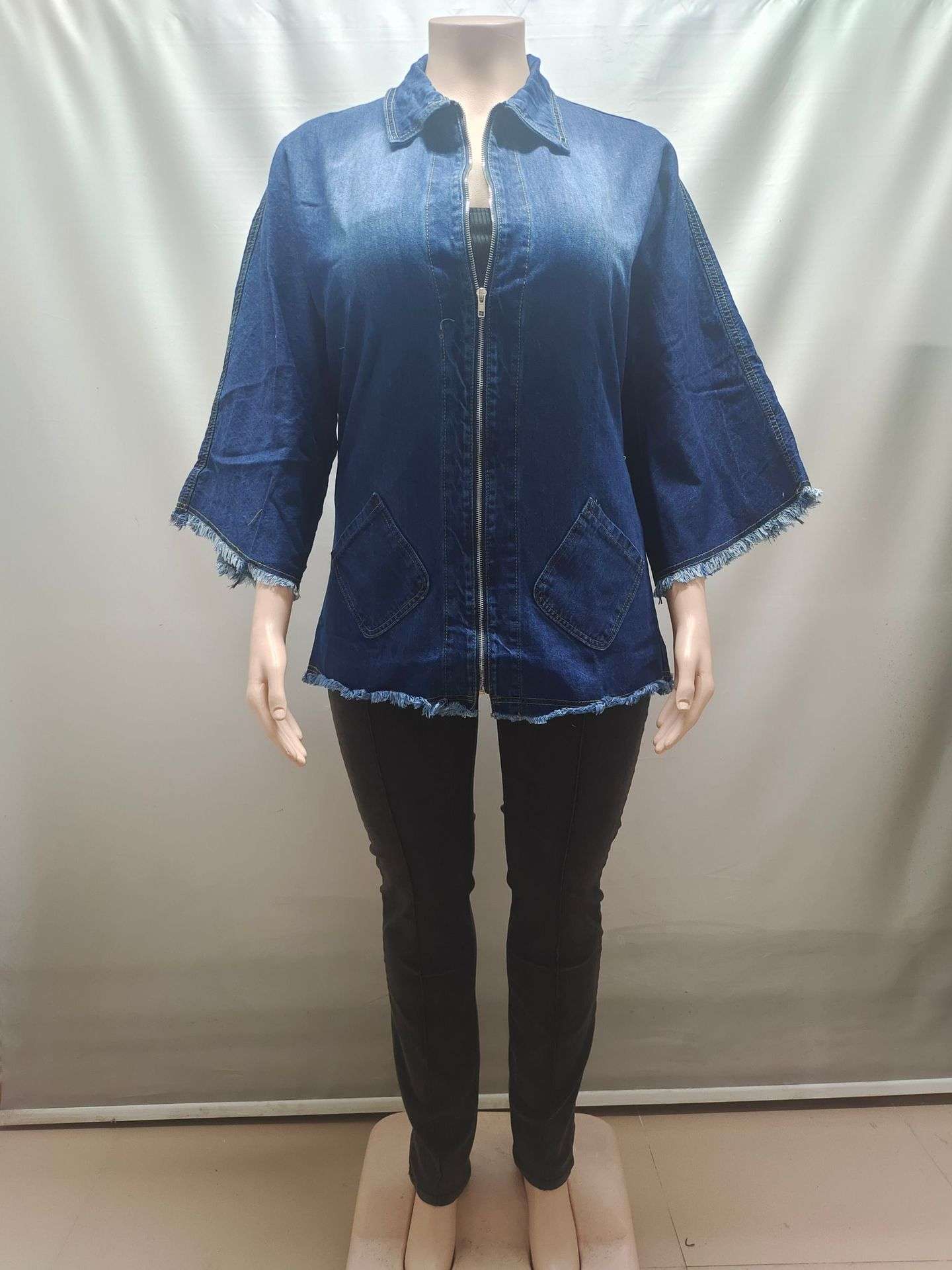 Oversized Distressed Denim Jacket image 4