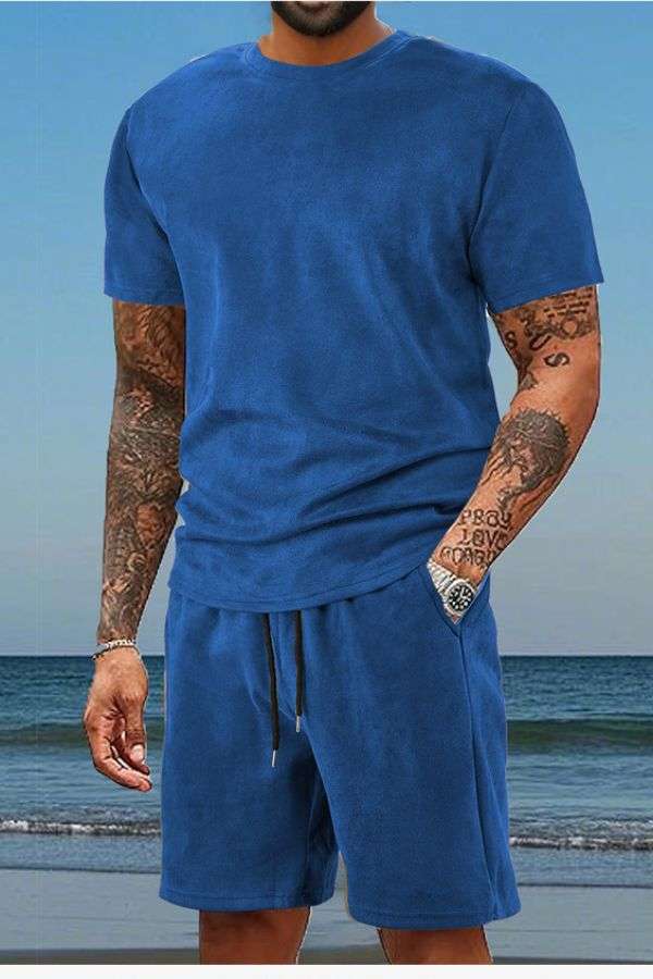 Designer Club Wear t Shirt & Shorts Set - XL, Blue image