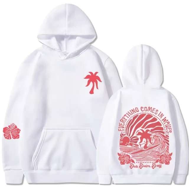 Oversize Backprint Pullover Hoodie - S, White image