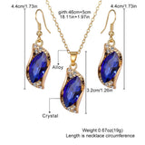 Korean Bridal Geometric earrings and necklace Set - Free Size, Blue image