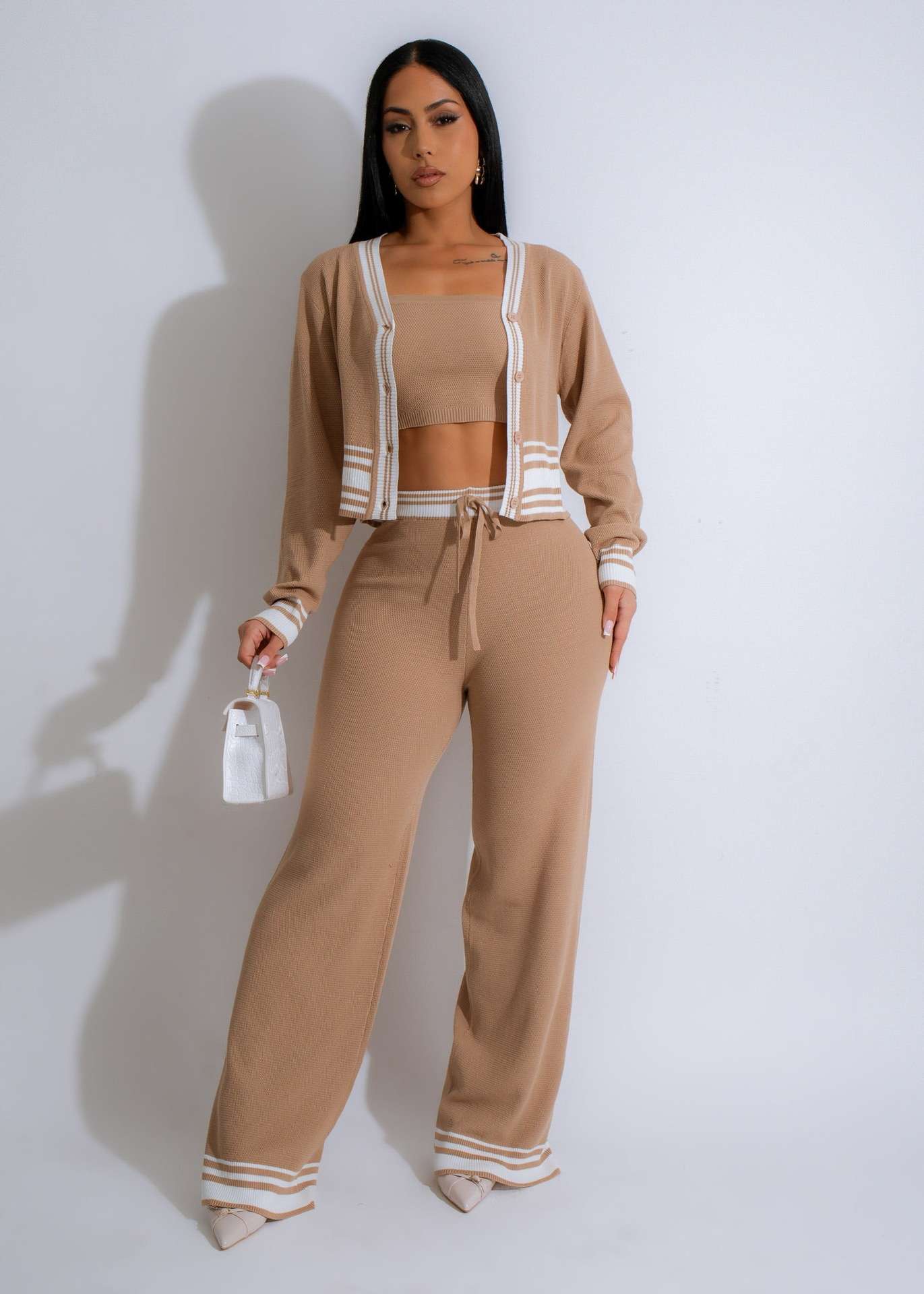 Varsity Luxe Knit Set - L, Beige image