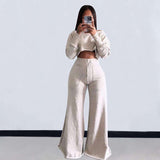 Crop Sweatshirt Wide Leg Pants Set image 3