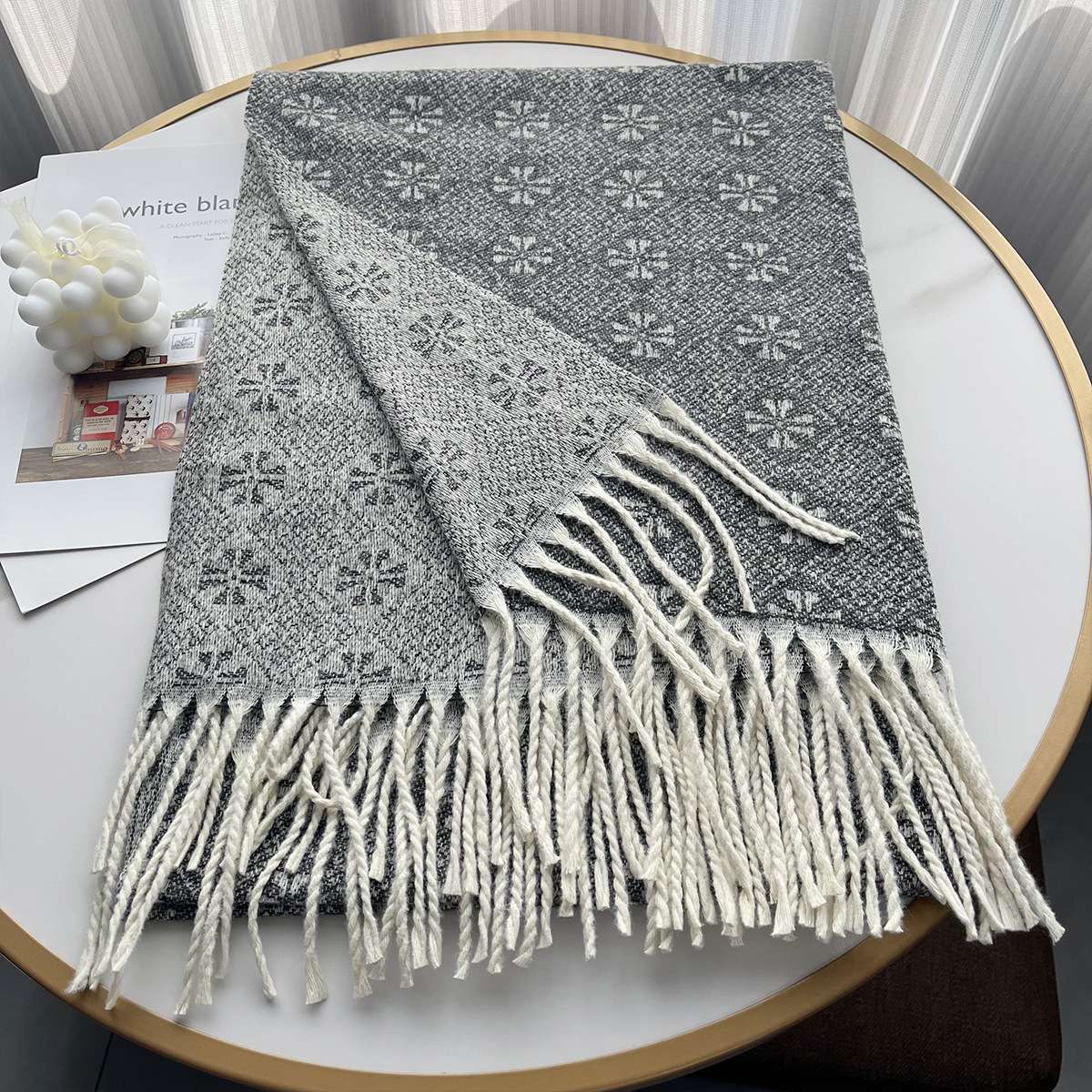 Winter Shawl Oversized Scarf Blanket Wrap - Free Size, Dark Grey image
