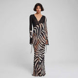 Zebra Print Maxi Dress with Plunge Neck image 1