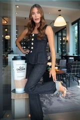 Corset Top & High-Waisted Flare Pants Set image 0