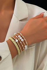 Beaded Adjustable Bracelets - Free Size, Gold image