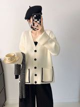 Warm Oversized Knit Cardigan - Free Size, White image