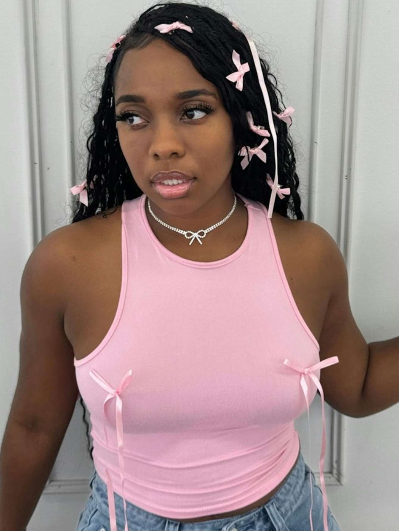 Sleeveless Top with Ribbon Details image 2