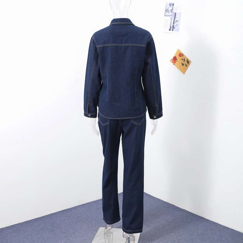 Classic Dark Denim Pants and Shirt Set image 3