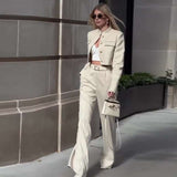 Long-sleeved Top Wide-leg Pants Suit image 4