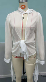 Elegant White Tie-Front Blouse image 2