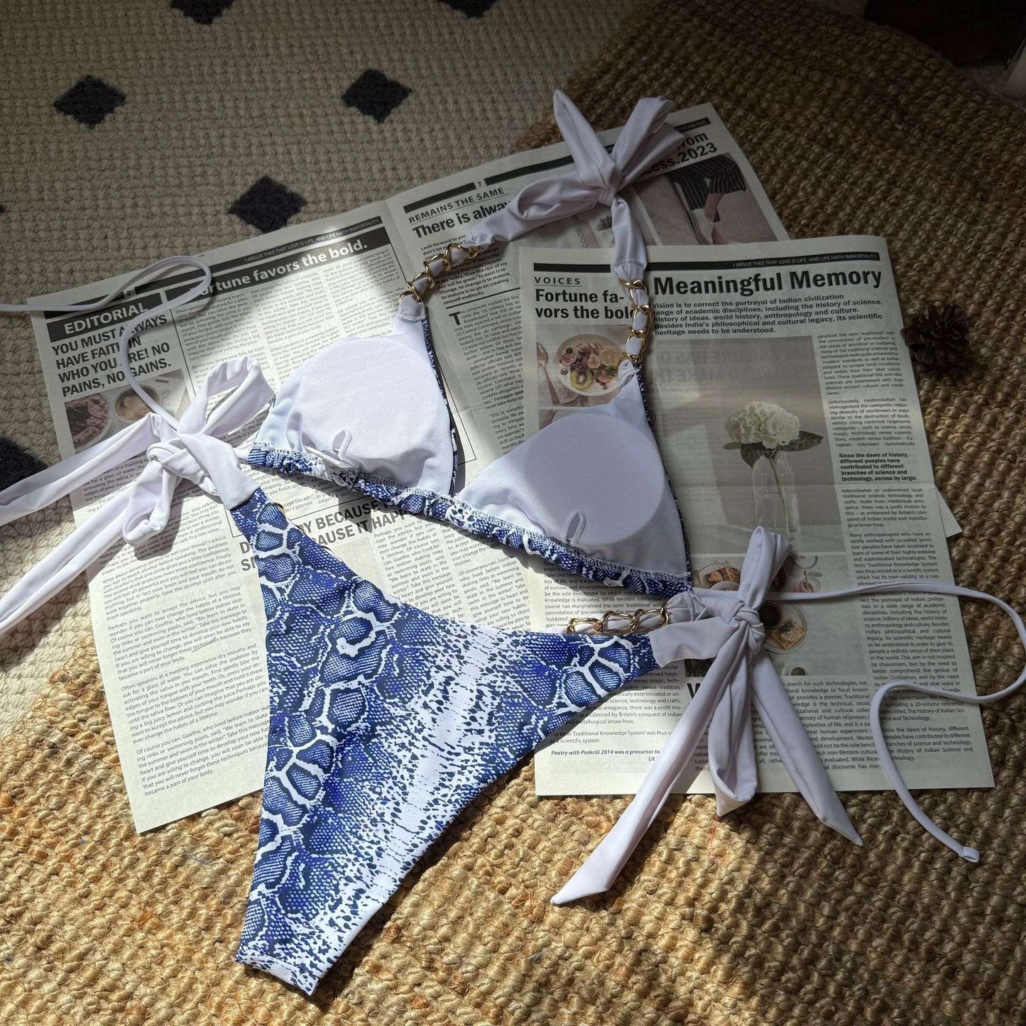 Snakeskin Print Chain Bikini Set image 5