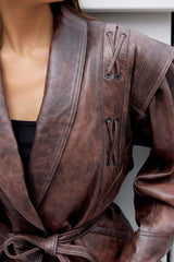 Classic PU Cropped Lapel Style Jacket image 5