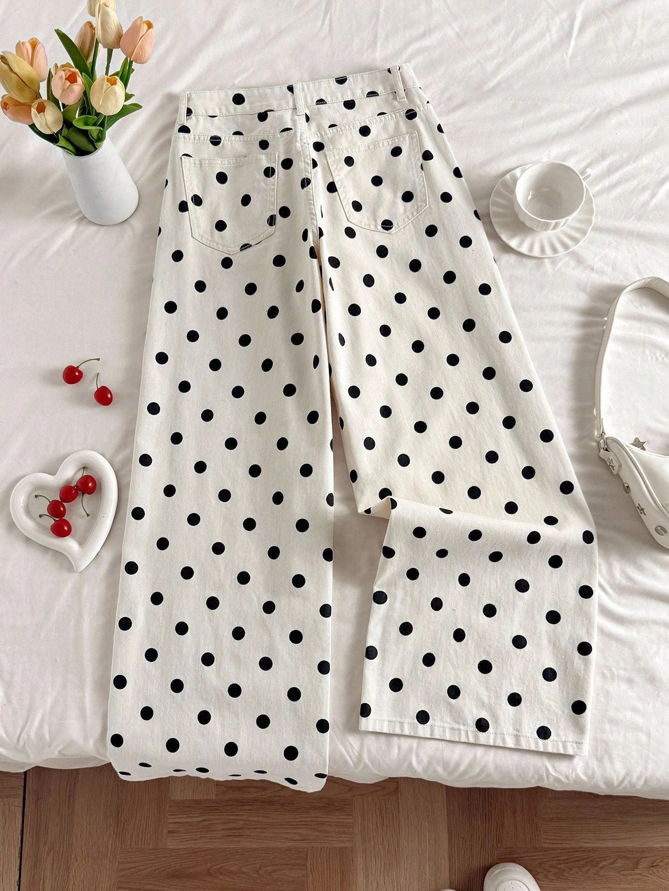 Polka Dot Wide Leg Pants