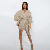 Serenity Wrap Dress - L, Beige image