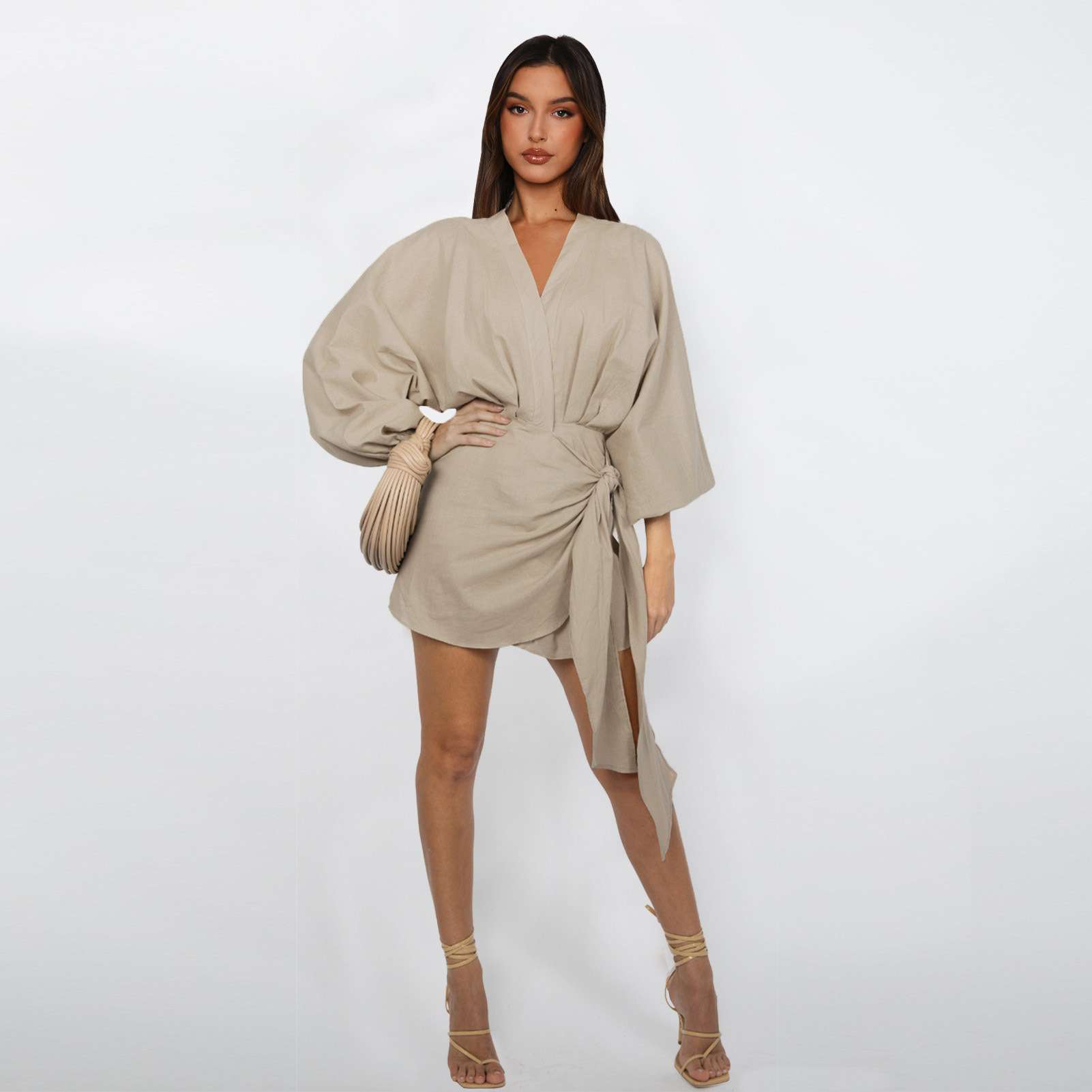 Serenity Wrap Dress - L, Beige image