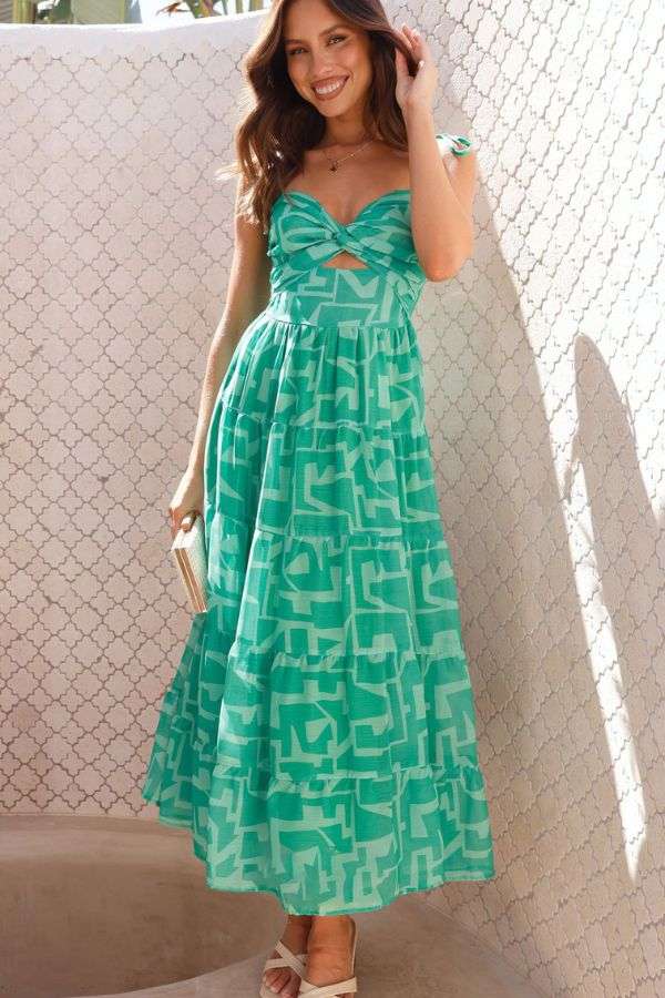 Tropical Cut-Out Midi Dress image 0