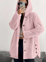 Cozy Faux Fur Hooded Coat - M, Pink image